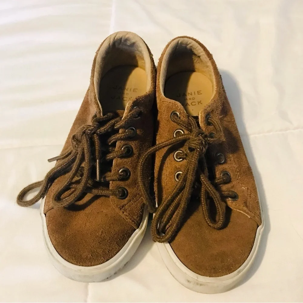 Janie and Jack Brown Leather Suede Lace Up Sneaker Shoes Boy’s size 12 4 4T 5